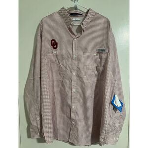 Oklahoma Sooners Columbia PFG Super Tamiami Men’s XXL Red White Shirt OU NWT NEW